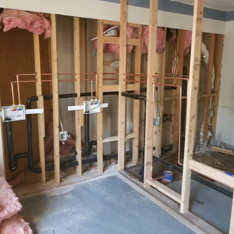 Copper pipe rough-in and plumbing installation in Birmingham